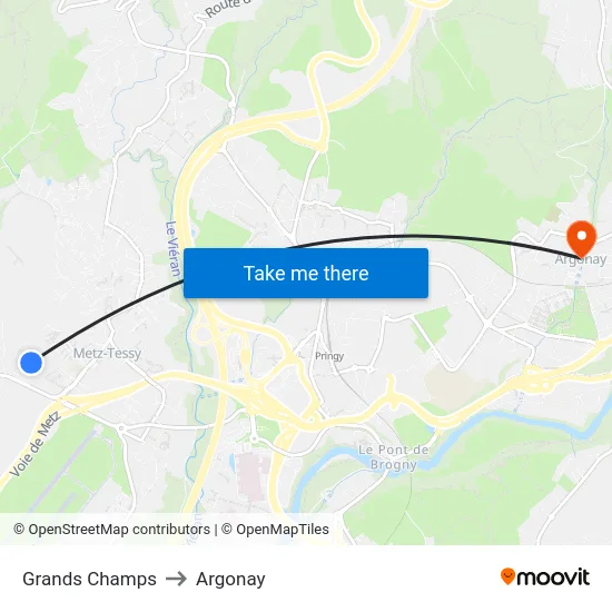 Grands Champs to Argonay map