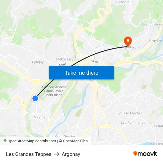 Les Grandes Teppes to Argonay map