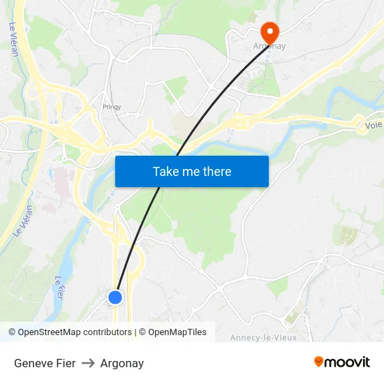 Geneve Fier to Argonay map
