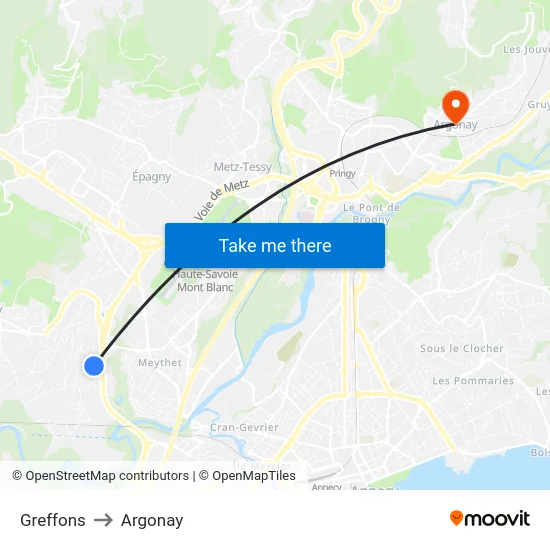 Greffons to Argonay map