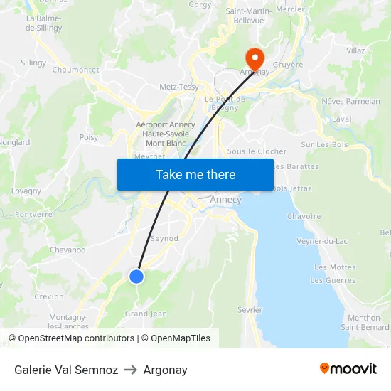 Galerie Val Semnoz to Argonay map