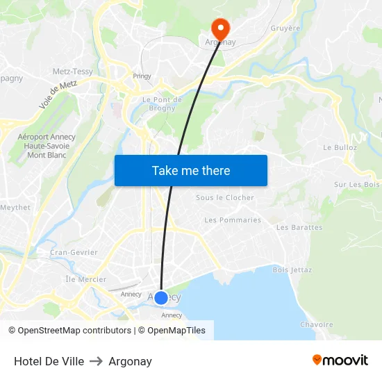 Hotel De Ville to Argonay map