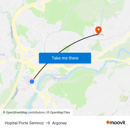 Hopital Porte Semnoz to Argonay map