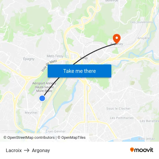 Lacroix to Argonay map