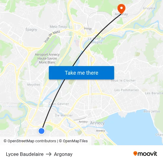 Lycee Baudelaire to Argonay map