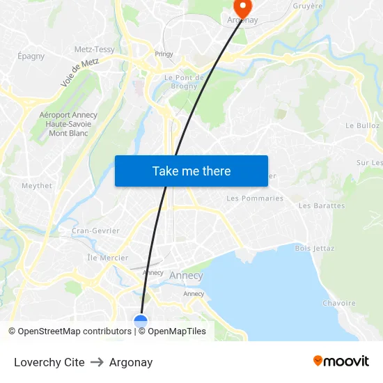 Loverchy Cite to Argonay map