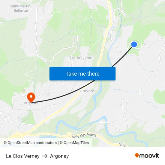 Le Clos Verney to Argonay map