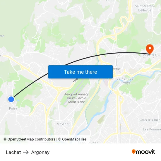 Lachat to Argonay map