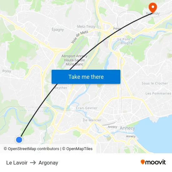 Le Lavoir to Argonay map