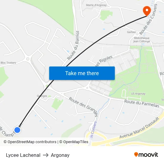 Lycee Lachenal to Argonay map