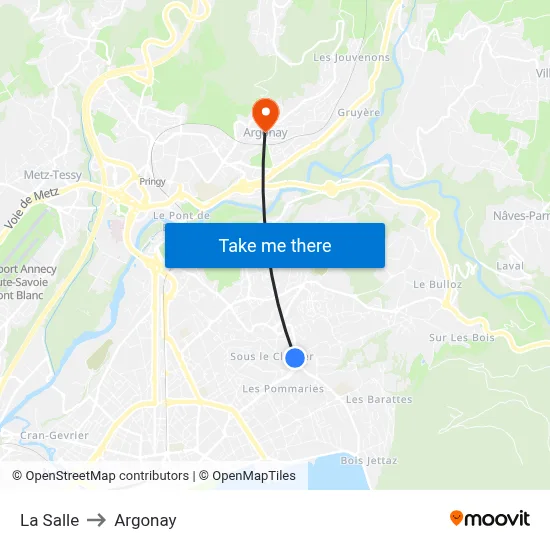 La Salle to Argonay map