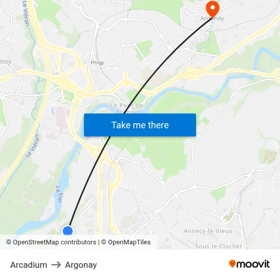 Arcadium to Argonay map
