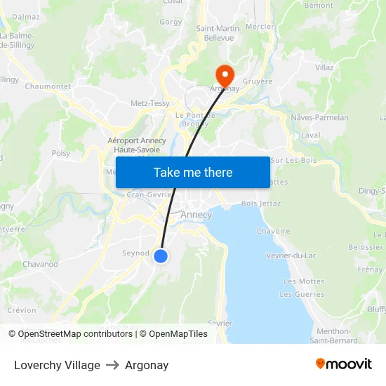 Loverchy Village to Argonay map