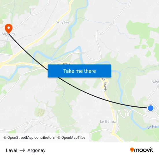 Laval to Argonay map