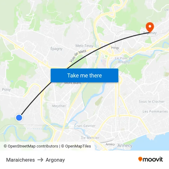 Maraicheres to Argonay map