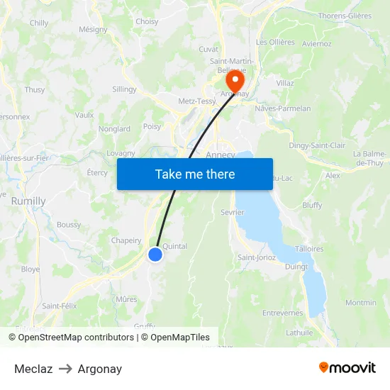 Meclaz to Argonay map