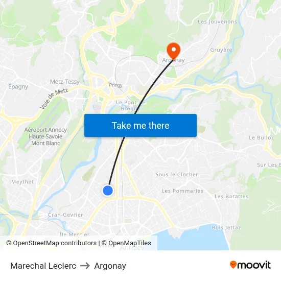 Marechal Leclerc to Argonay map