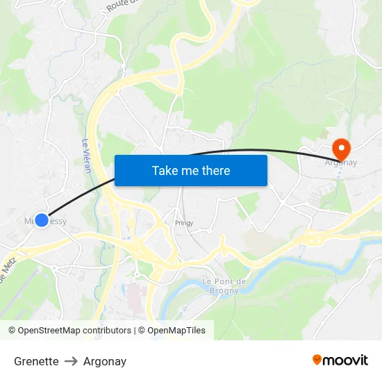 Grenette to Argonay map