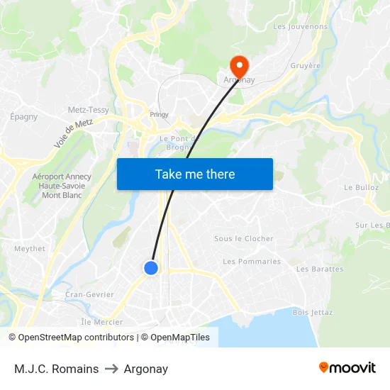 M.J.C. Romains to Argonay map