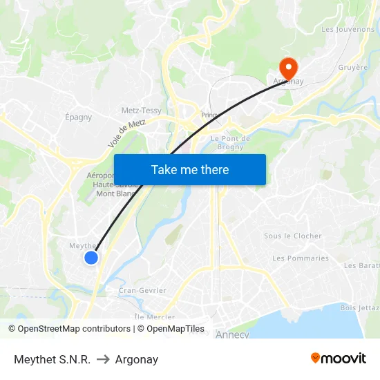 Meythet S.N.R. to Argonay map