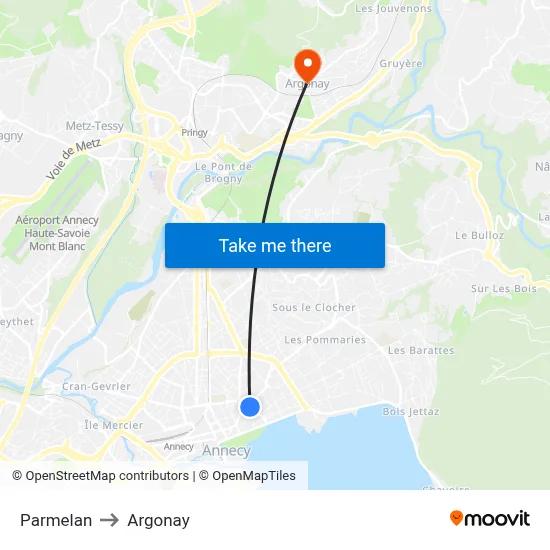 Parmelan to Argonay map