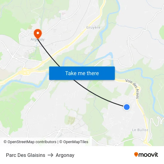 Parc Des Glaisins to Argonay map