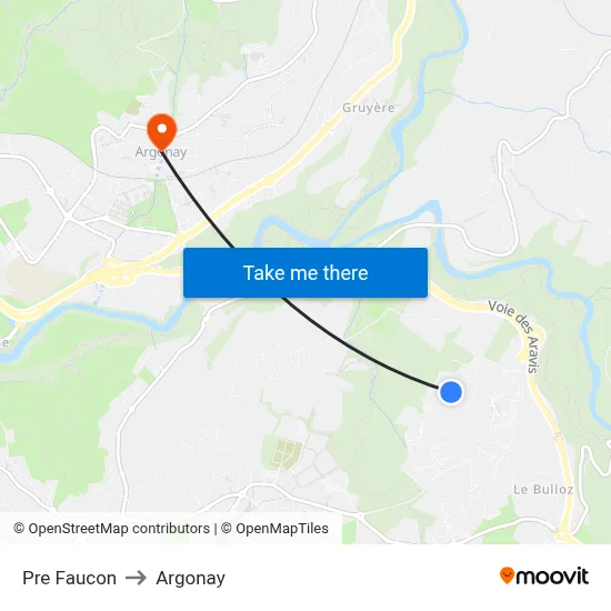 Pre Faucon to Argonay map