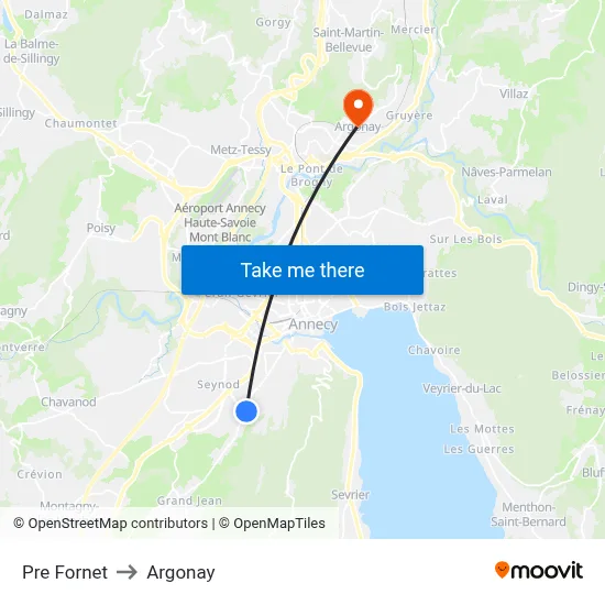 Pre Fornet to Argonay map