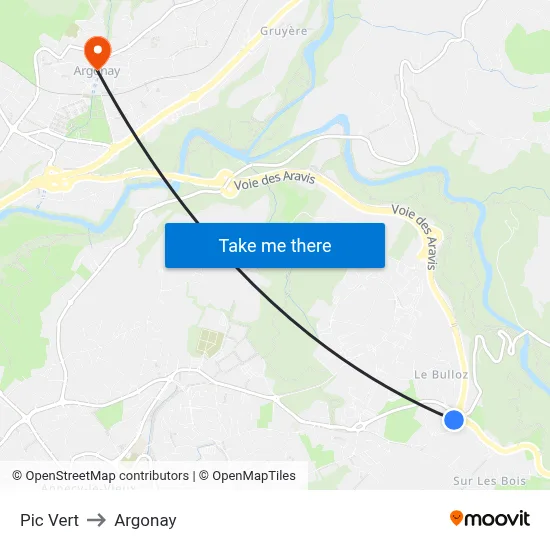 Pic Vert to Argonay map
