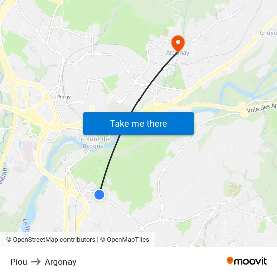 Piou to Argonay map