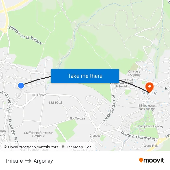 Prieure to Argonay map