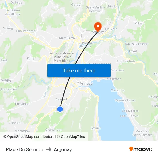 Place Du Semnoz to Argonay map