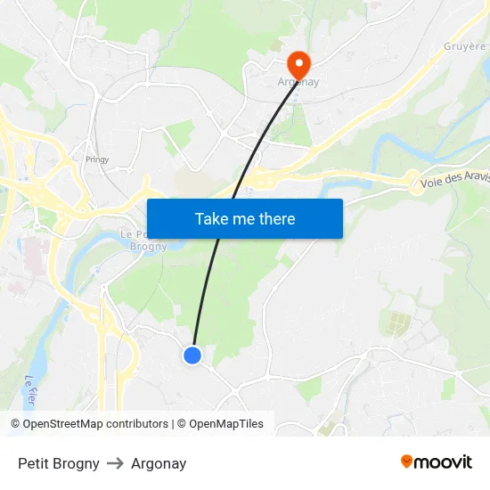 Petit Brogny to Argonay map