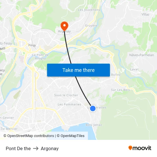 Pont De the to Argonay map