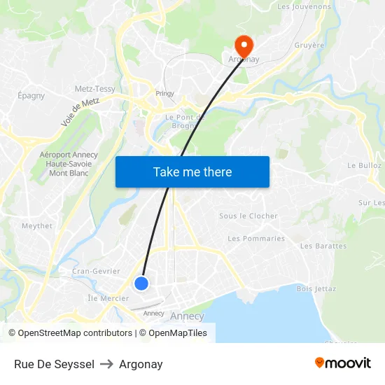 Rue De Seyssel to Argonay map