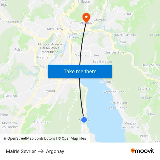 Mairie Sevrier to Argonay map