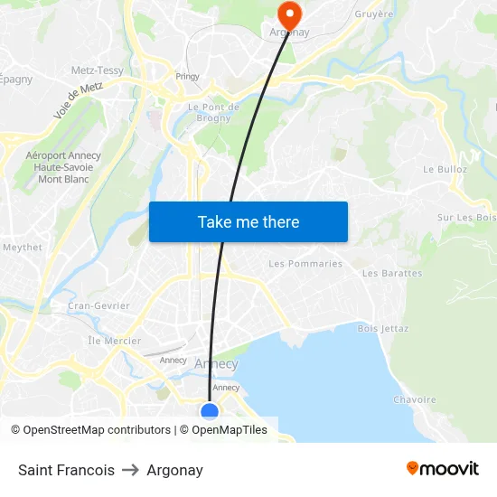 Saint Francois to Argonay map