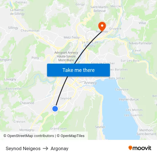 Seynod Neigeos to Argonay map