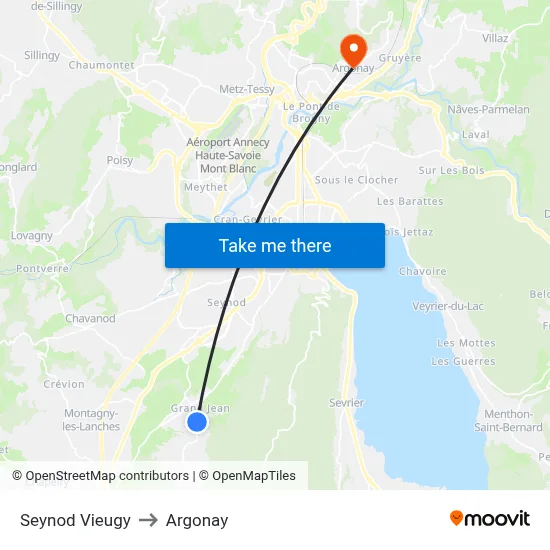 Seynod Vieugy to Argonay map