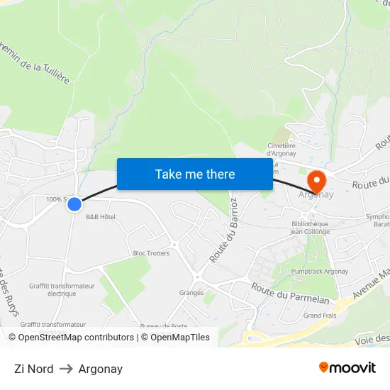 Zi Nord to Argonay map