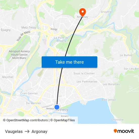 Vaugelas to Argonay map