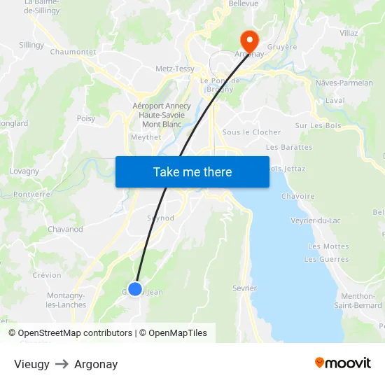 Vieugy to Argonay map