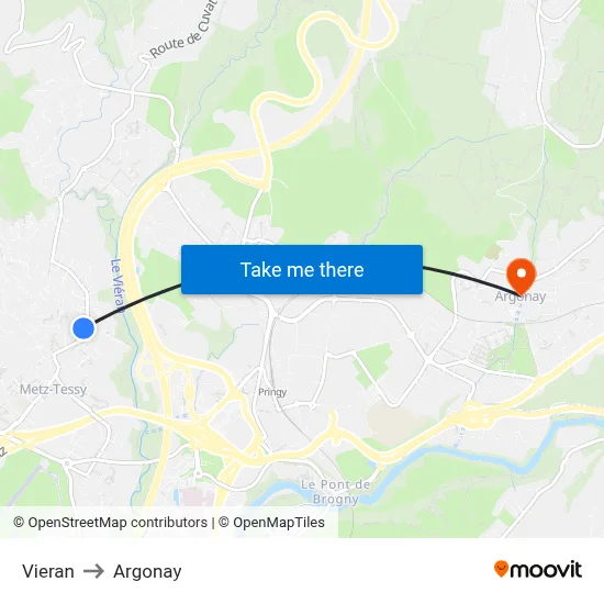 Vieran to Argonay map