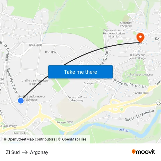 Zi Sud to Argonay map