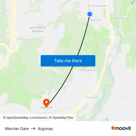 Mercier Gare to Argonay map