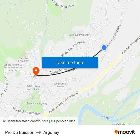 Pre Du Buisson to Argonay map