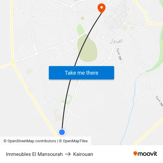 Immeubles El Mansourah to Kairouan map