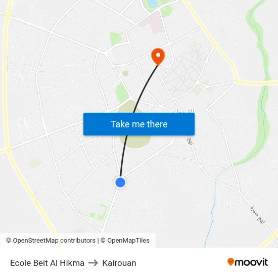 Ecole Beit Al Hikma to Kairouan map