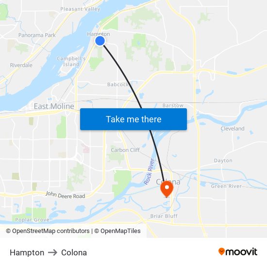 Hampton to Colona map