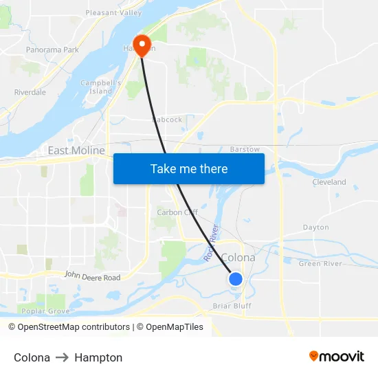 Colona to Hampton map